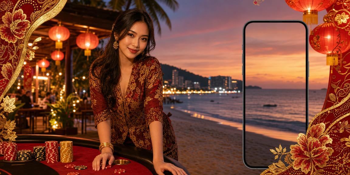 Pengguna berbaju batik Pulau Pinang mengakses platform pertaruhan sukan dan kasino melalui peranti dalam talian